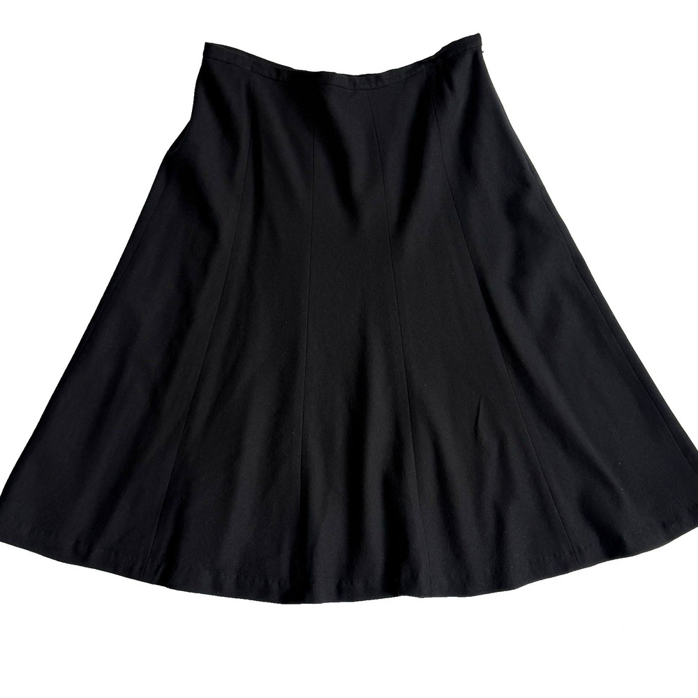 Talbots Black Wool Flare Gore Suit Skirt Women 12 L Trumpet A Line Midi Godet